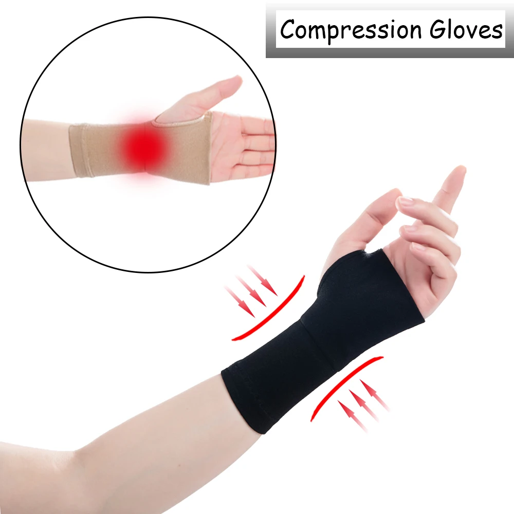 XZ 1 Pair Medical Compression Wrist Elastic Unisex Sports Workout Wrist Sleeve Fingerless Pain Relief Cycling Arthritis Glove