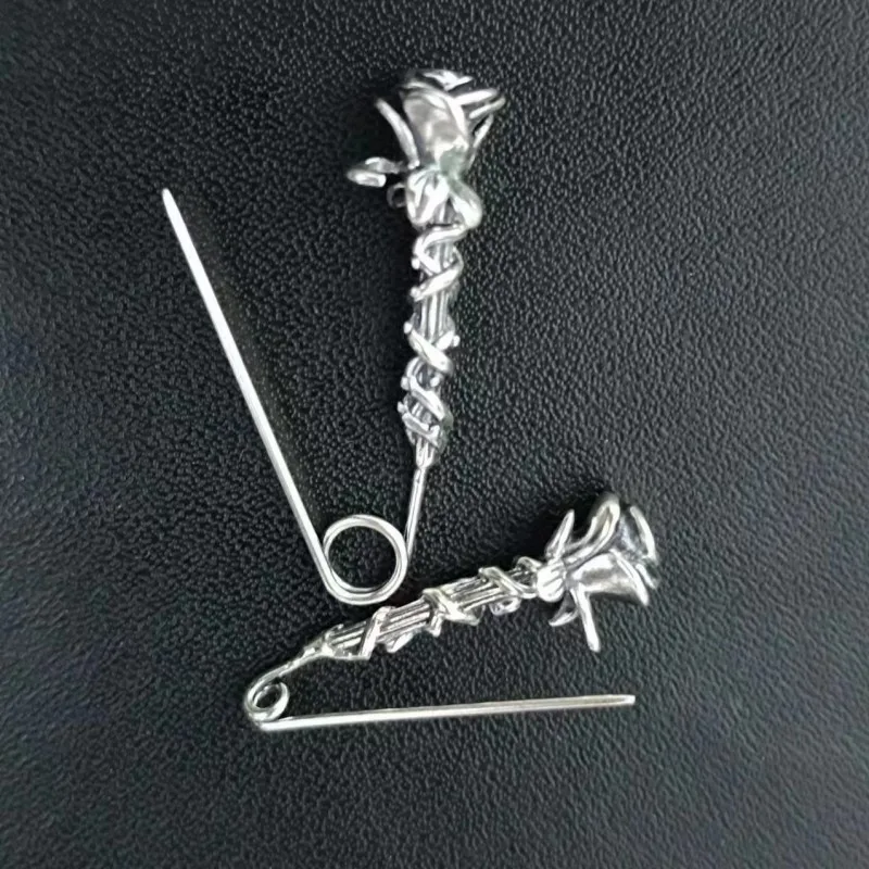 BOCAI New Real S925 Silver Original Rose Pin Vintage Chic Fashion Simple Women\'s Brooch Accessories Christmas Gift