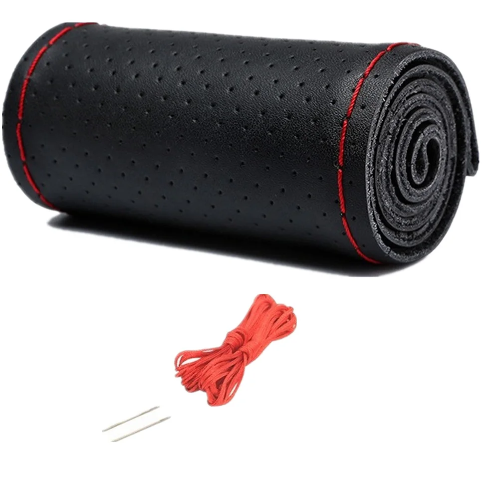 Auto Leder Lenkrad abdeckung Geflecht Anti-Rutsch-LKW Lenkrad abdeckung genäht DIY 42cm 45cm 47cm 50cm für LKW-Van – Detail 7