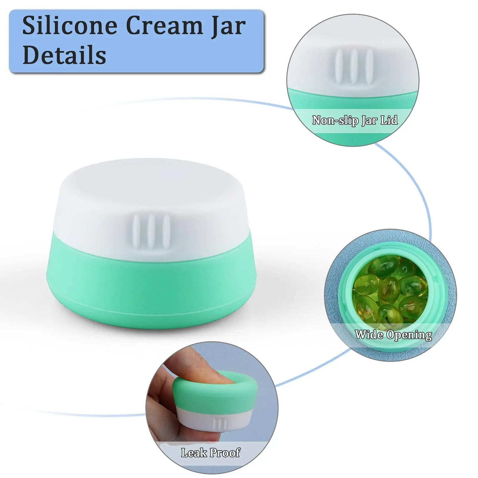 6 Pack Silicone Jar 20ML Travel Sized Container Container for Storage Makeup Pot Cream Jars Portable Dispenser Cream Bottles