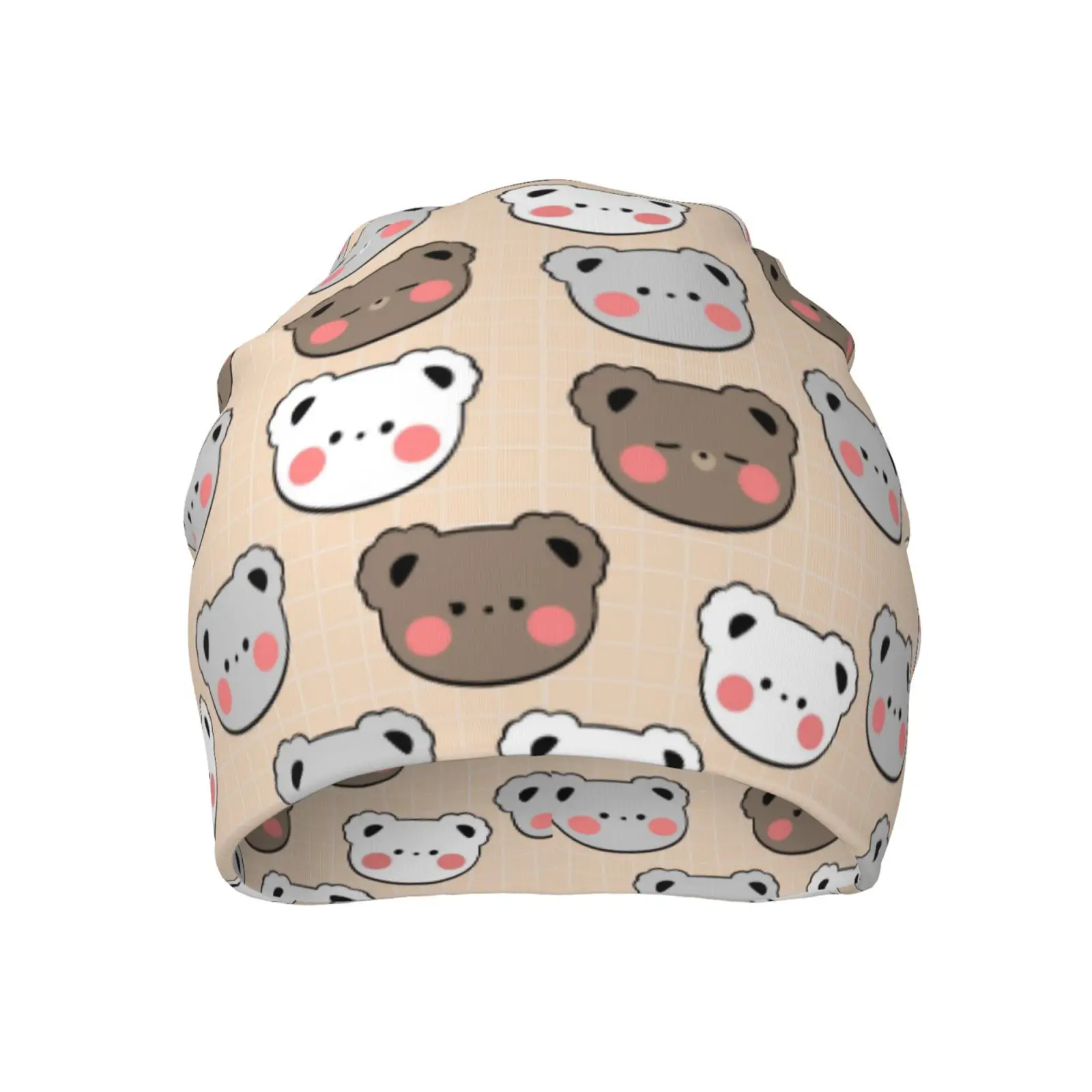 Cartoon Bear Brand Printed Pattern Knitted Hat Casual Hanging Woolen Hat Chemotherapy Patient Headscarf Unisex Knitted Hat