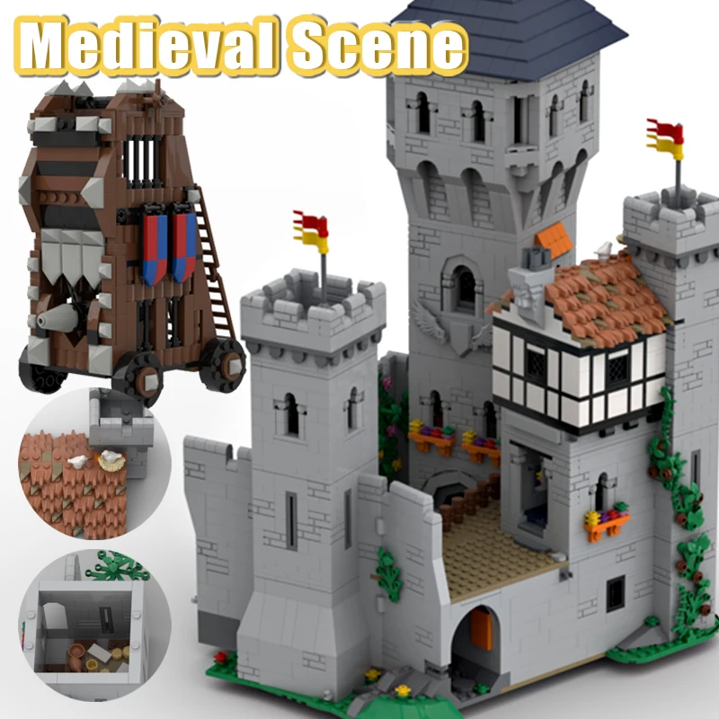 

MOC Medieval Military Series Soldier Figures Scene Building Blocks Catapult Empire Castle Knights Heavy Crossbow Bricks Toy Gift