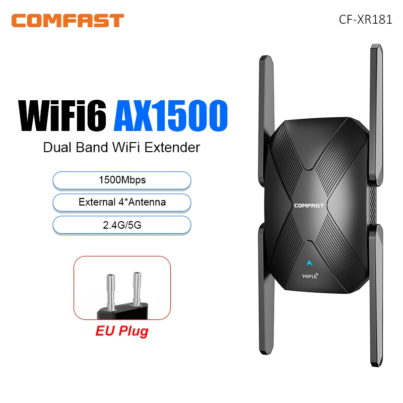 Répéteur WiFi 6 longue portée AX1500, bande pour touristes, 2.4G/5G, stérilisation, 11humanity, extension de signal, 6 000 amplificateurs d\'antenne