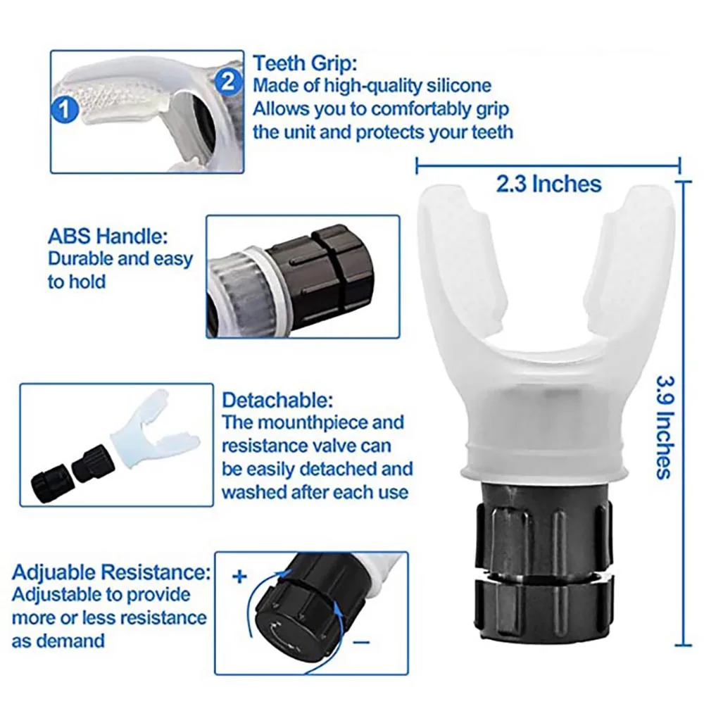 Spirometry Breathing Exercise Device with Adjustable Resistance Boost Lung Capacity & Abdominal Strength Device o2 Lung Trainer