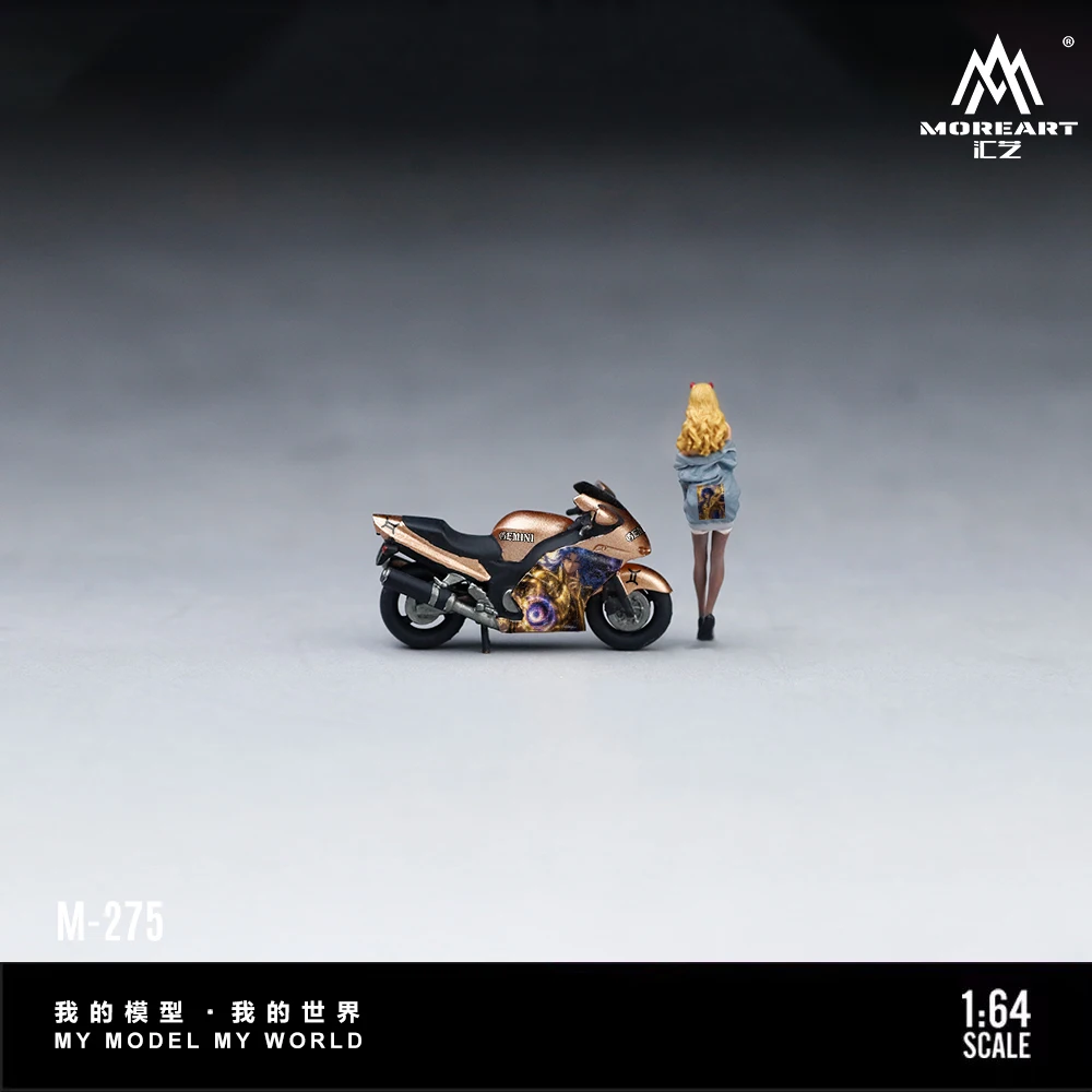 *Pre-Order*MoreArt 1:64 Resin Figure Decor‑print Motorbike with Girl Biker Figurine for Display Gift Decor - view 3