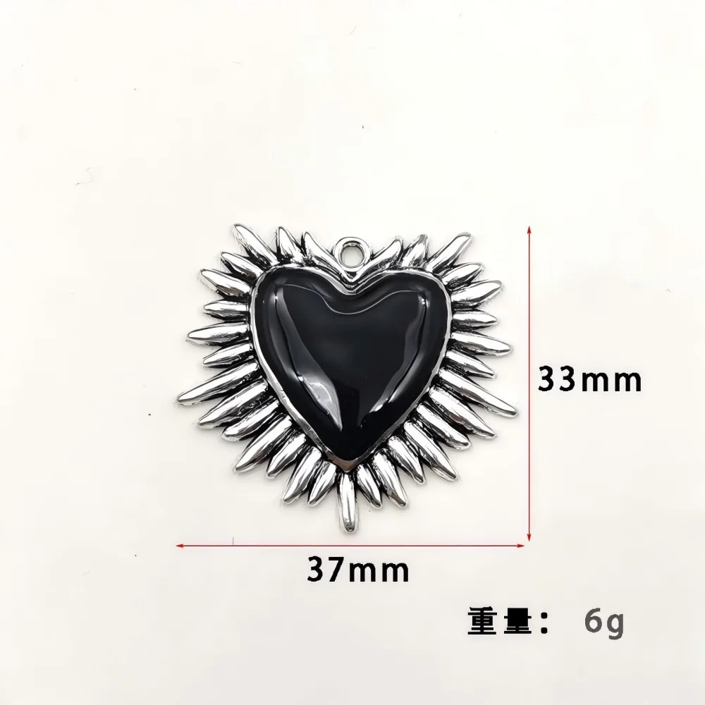 5PCS Retro Gothic Zinc Alloy Sacred Heart Drip Oil Pendant Angel Love DIY Earrings Necklace Accessories ef4973