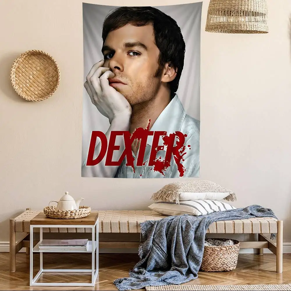 Crime Dexter Horror Movie Anime Tapestry Hippie Flower Wall Carpets Dorm Decor Cheap Hippie Wall Hanging