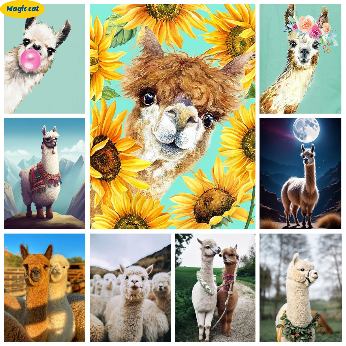 

Alpaca 5D Diamond Painting Animal Art Decor Diy Diamond Embroidery Cross Stitch Mosaic Home Wall Decor Creative Handmade Gift