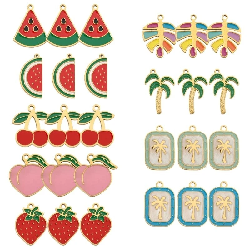 

C71D 3Pieces Fruit Jewelry Charm Pendant Stylish Fruit Charm Unique Pendant for Creative Jewelry Craft Projects