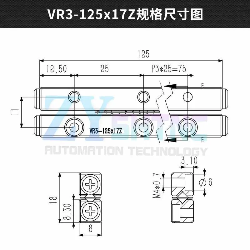 VR3 CRW3 NV3 SV Cross Roller Guide VR3075/3050/3100/3125 VR3-50/70/100/125/150 hoge precisie lineaire beweging Hoge snelheid, laag geluidsniveau