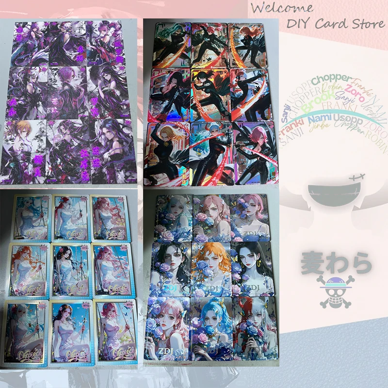 Japanese Anime ONE PIECE Metal Drill Card Shirahoshi Nefertari D Vivi Perona Boa Hancock Tashigi Uta Nami Collectible Cards