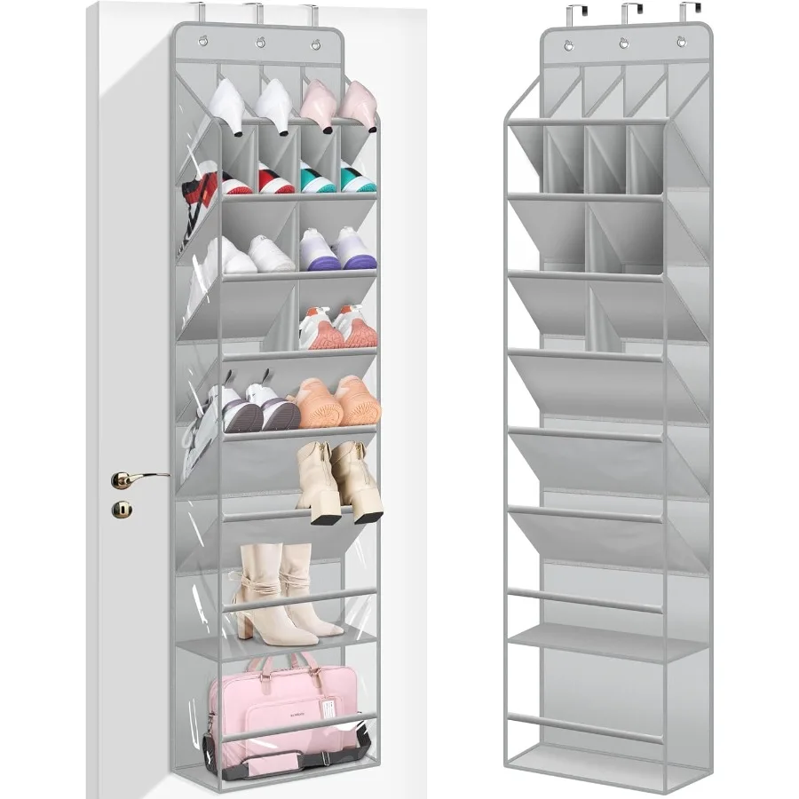 

Clear Over the Door Shoe Organizer Large Deep Pockets Hanging Shoe Rack for Closet Fit 20 Pairs Shoe Holder for Sneakers Boots