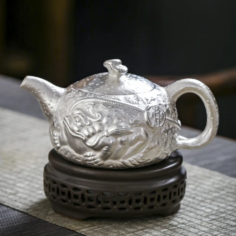 |teapot coppering.as high-grade 999 sterling silver teapot premium health violet arenaceous silvering tea tea kettle