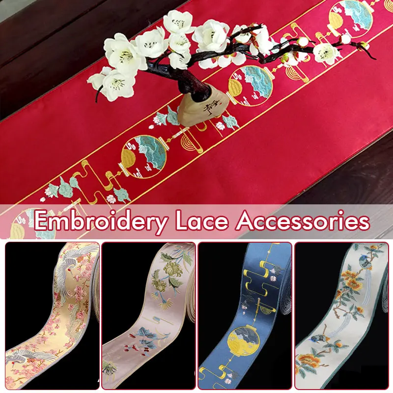 Chinese Embroidered Webbing Retro Embroidery Lace Trim For Diy Hanfu Costume  Cushion Curtain Decor Ribbon Accessories