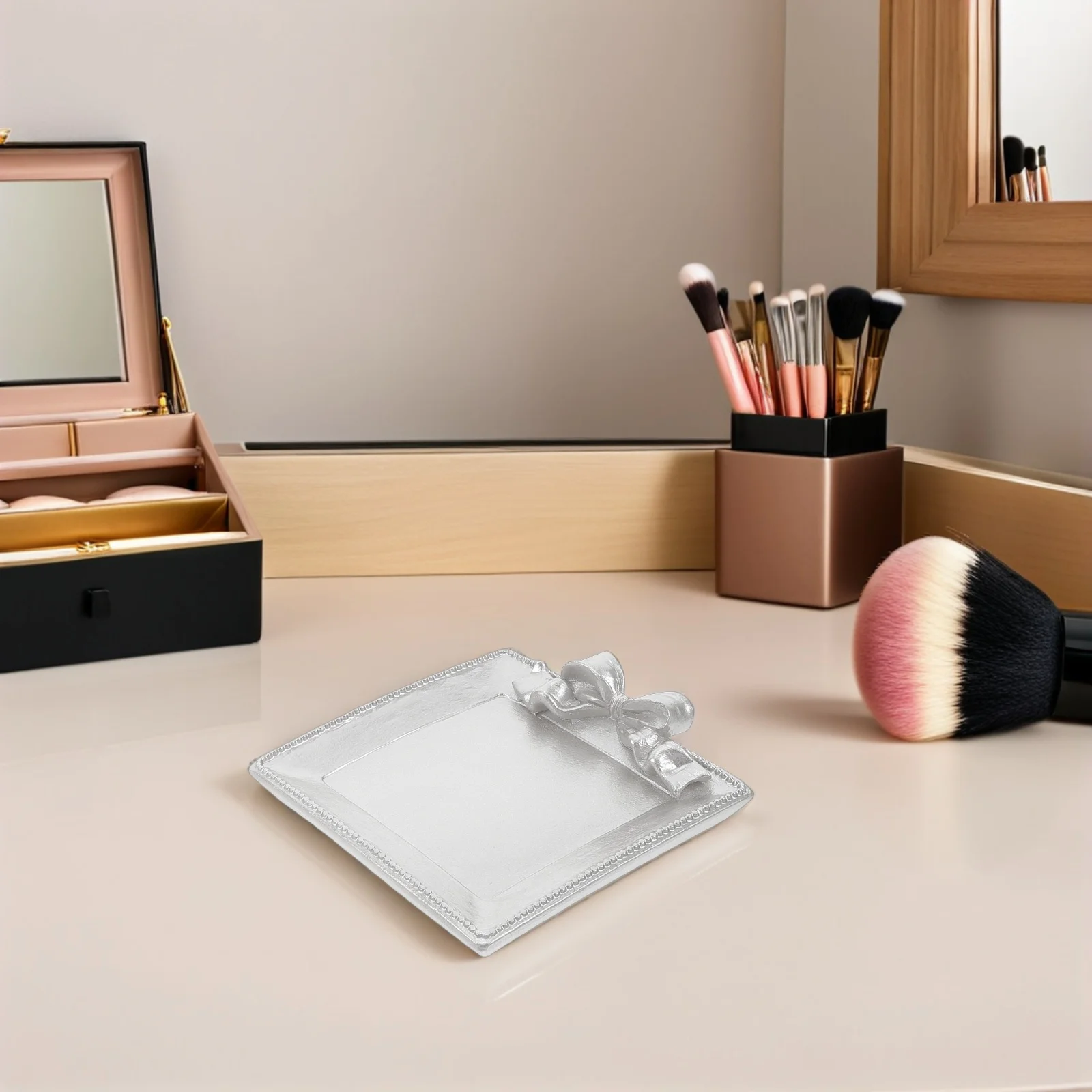 

2Pcs Vintage Jewelry Organizer Tray Resin Round Square Decorative Vanity Tray for Rings Bracelets Earrings Trinket Holder