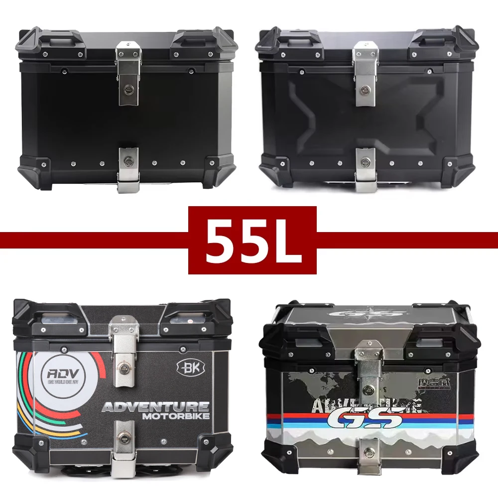 

Мотоциклетный бокс 55L, Алюминиевый задний багажник, для мотоциклов, верхняя фотомагнитола, шлем, багажный ящик для хранения, универсальный для R1200GS R1250GS F800GS F850GS