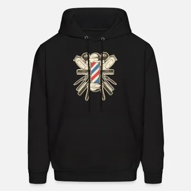 

Cotton Hoodie with Barber Tools Print Show Your Passion for Barbering in This Comfortable Cotton Hoodie Decorated Barber Tools