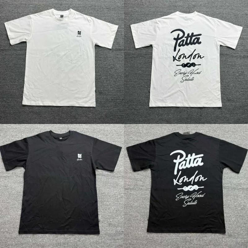 New Arrival PATTA Men Women T Shirt Double Side Script Print Street T‑Shirt