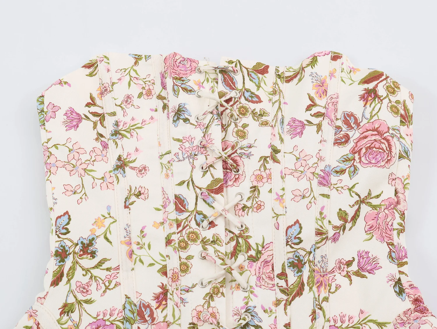 TFMLN Modisches, sexy trägerloses Kleid für Damen, schickes, geblümtes, rückenfreies, schnürbares, elegantes, kurzes Kleid, lässig und süß. – Detail 4