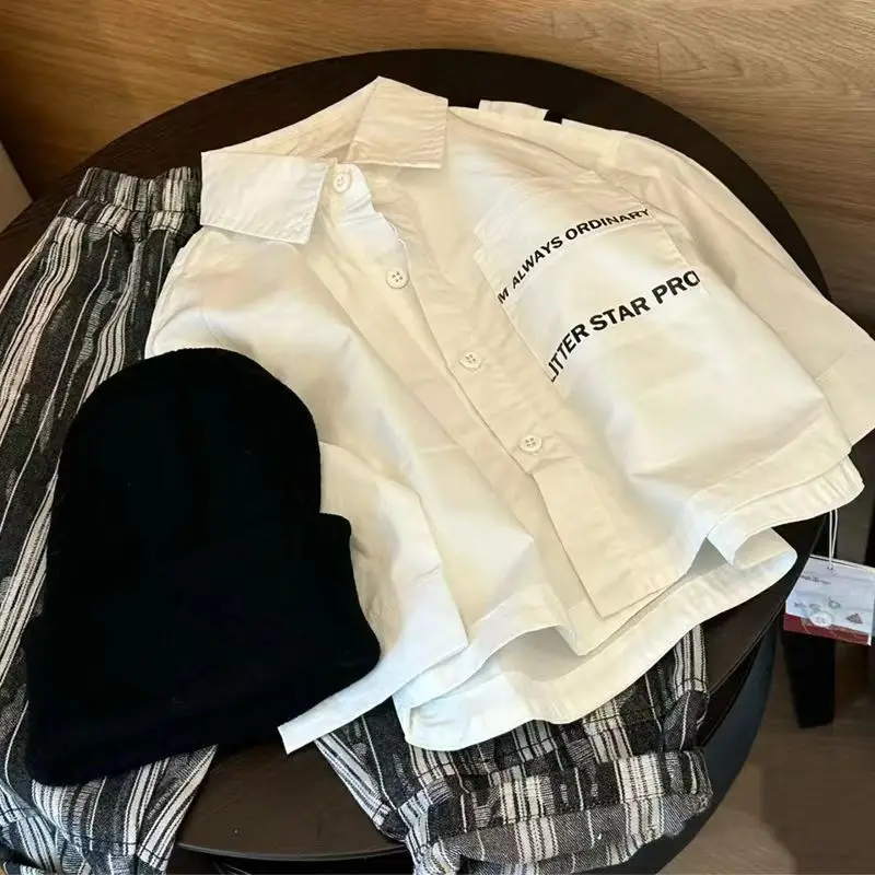 

Boys' Shirt Autumn Outfit New Children's Handsome And Fashionable White Long Sleeved Shirt Fashionable And Handsome