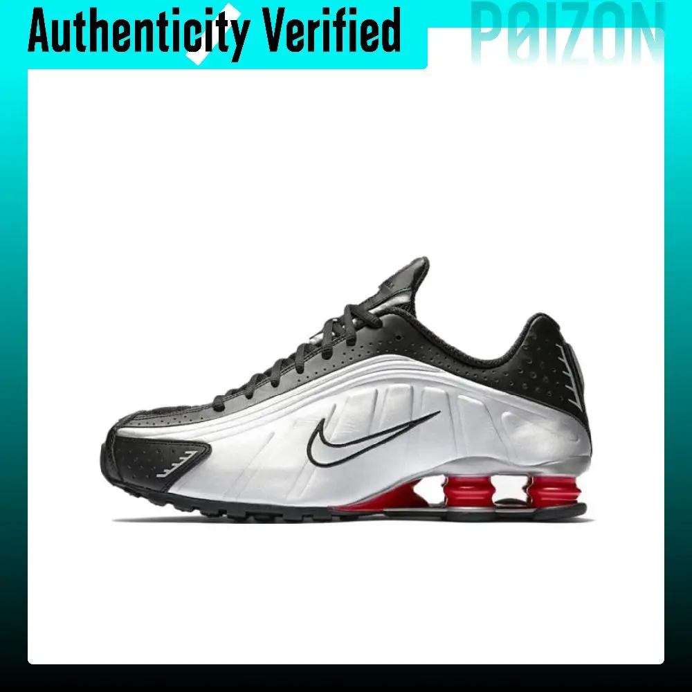 Nike Shox R4 Running Shoes Unisex Low-top Silver Black BV1111-008(2024)