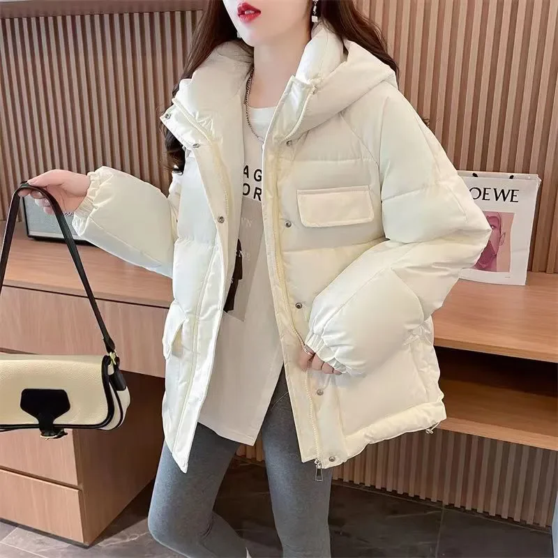 Women's Winter Jacket 2024 New Women's Thicken Warm Hooded Short Cotton Jacket Female Pure Color Parkas Coats For Women Jacket