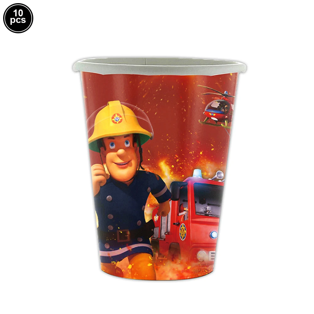 Firefighter Party Tableware Plates Napkins Cups Tablecloth Fire Truck Birthday Party Decorations kids boys Fireman Party Cutlery