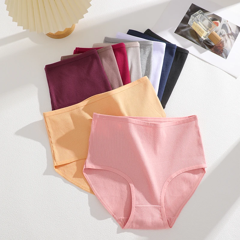 FINETOO 4dílné dámské kalhotky s vysokým pasem, jednobarevné, bezešvé, nadměrné, dámské spodní prádlo, jednobarevné, velikost S-XXL - náhled 4