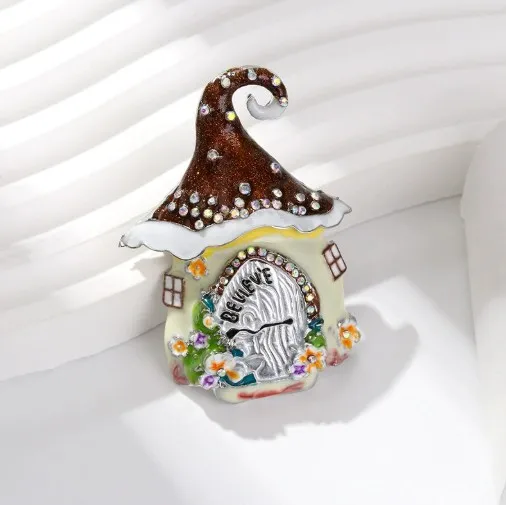 

Christmas house brooch holiday party gift decoration chest flower brooch jewelry Christmas hat