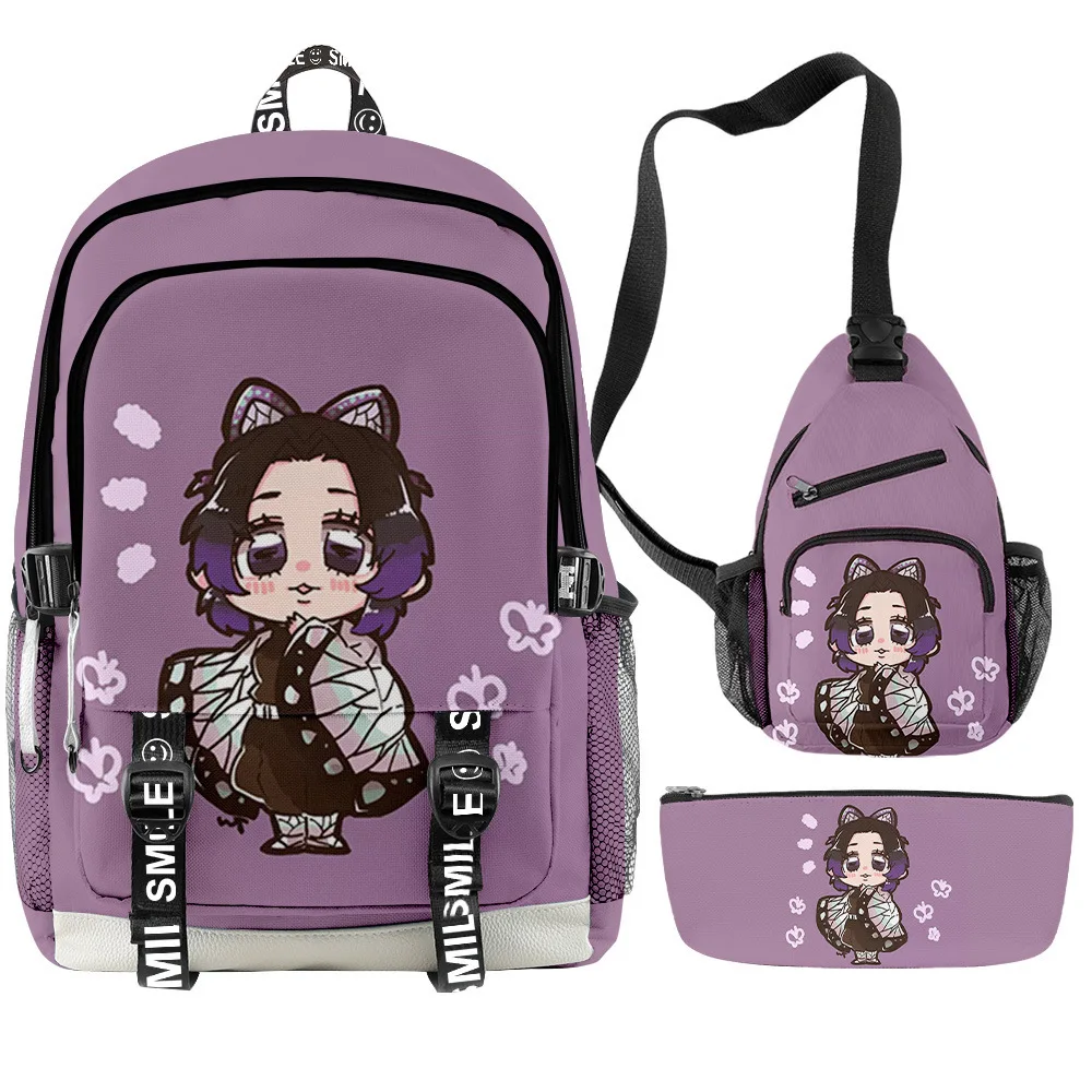 Harajuku Popular Funny Anime Beauty Kpop Tomioka Giyuu Mochila 3D Print 3pcs/Set multifunction Backpack Chest Bag Pencil Case