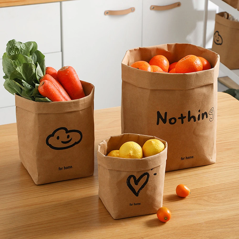 

Washed Kraft Paper Storage Bags Durable Gift Packaging Pouches Halloween C y Cookie Holder Practical Household Container