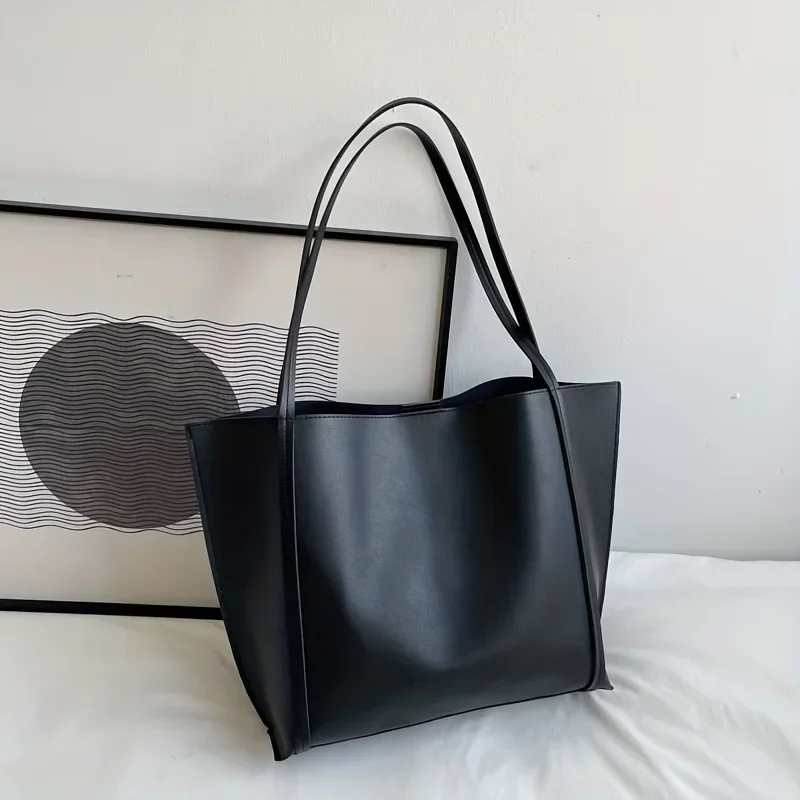 Minimalistyczna torba w stylu Vintage torba, solidna kolorowa torba na ramię o dużej pojemności z wkładką