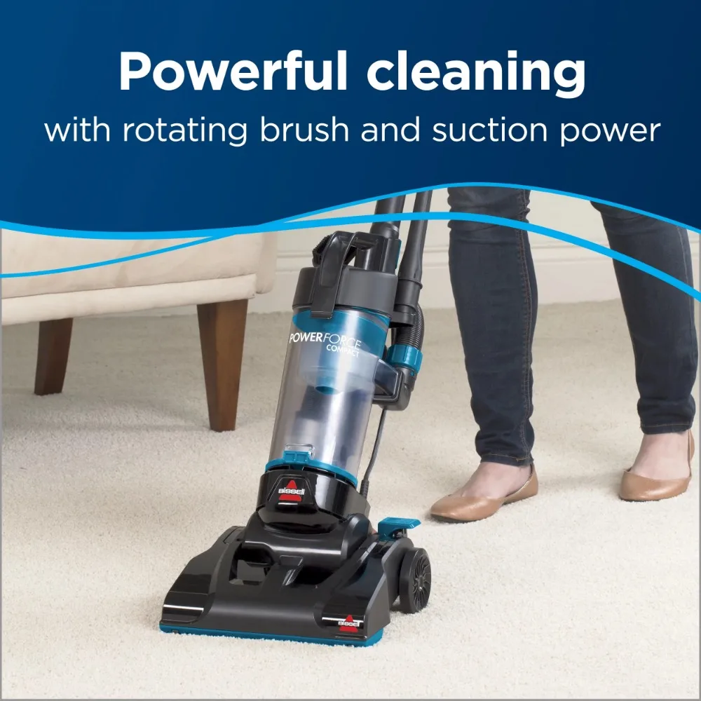 Power Force-Aspirateur compact sans sac, manteaux à brosse rotative avec puissance d'aspiration, moyens filtrants lavables, livres injustes