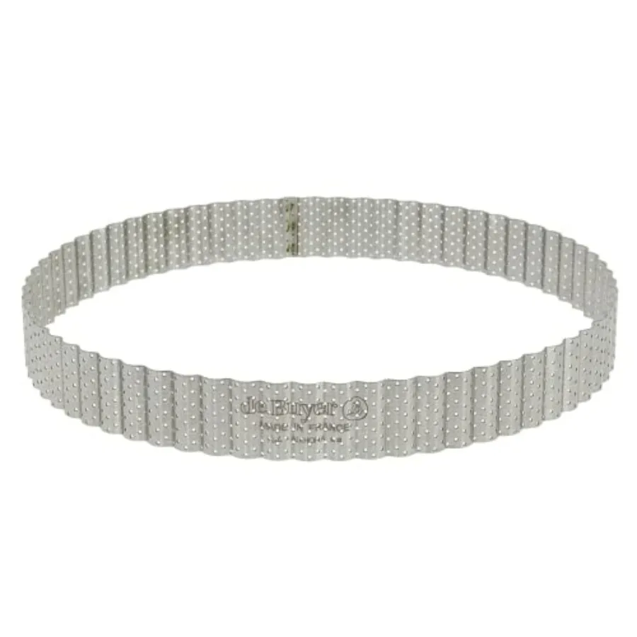 

Perforated Fluted Round Tart Ring - 9” Diameter - Perfect for Baking Beautifully Crisp Tarts - Easy to Use & Clean - Made in Fra