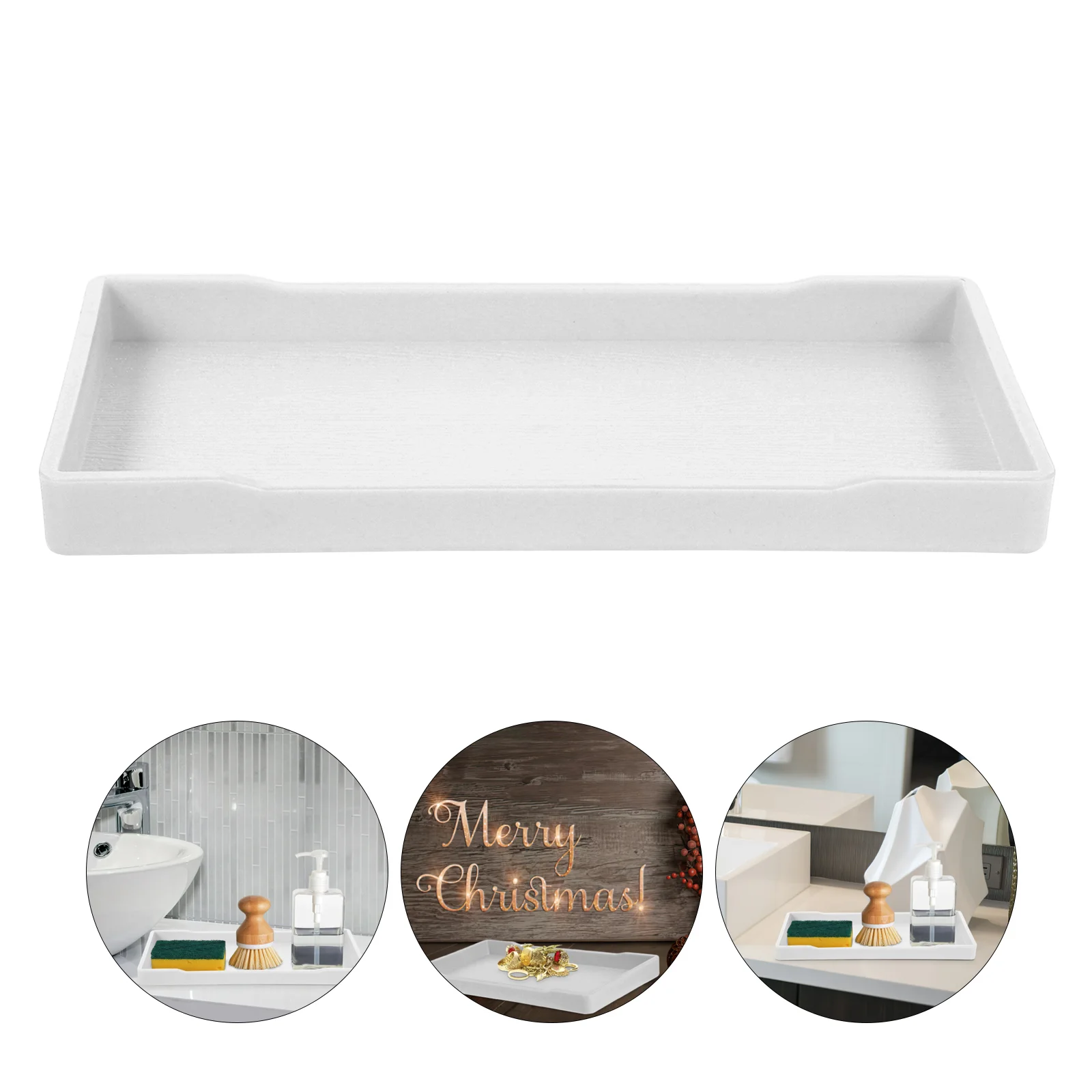 

Coffee Table Tray Bathroom Countertop White Dresser Vanity Melamine Cosmetics Storage Plate