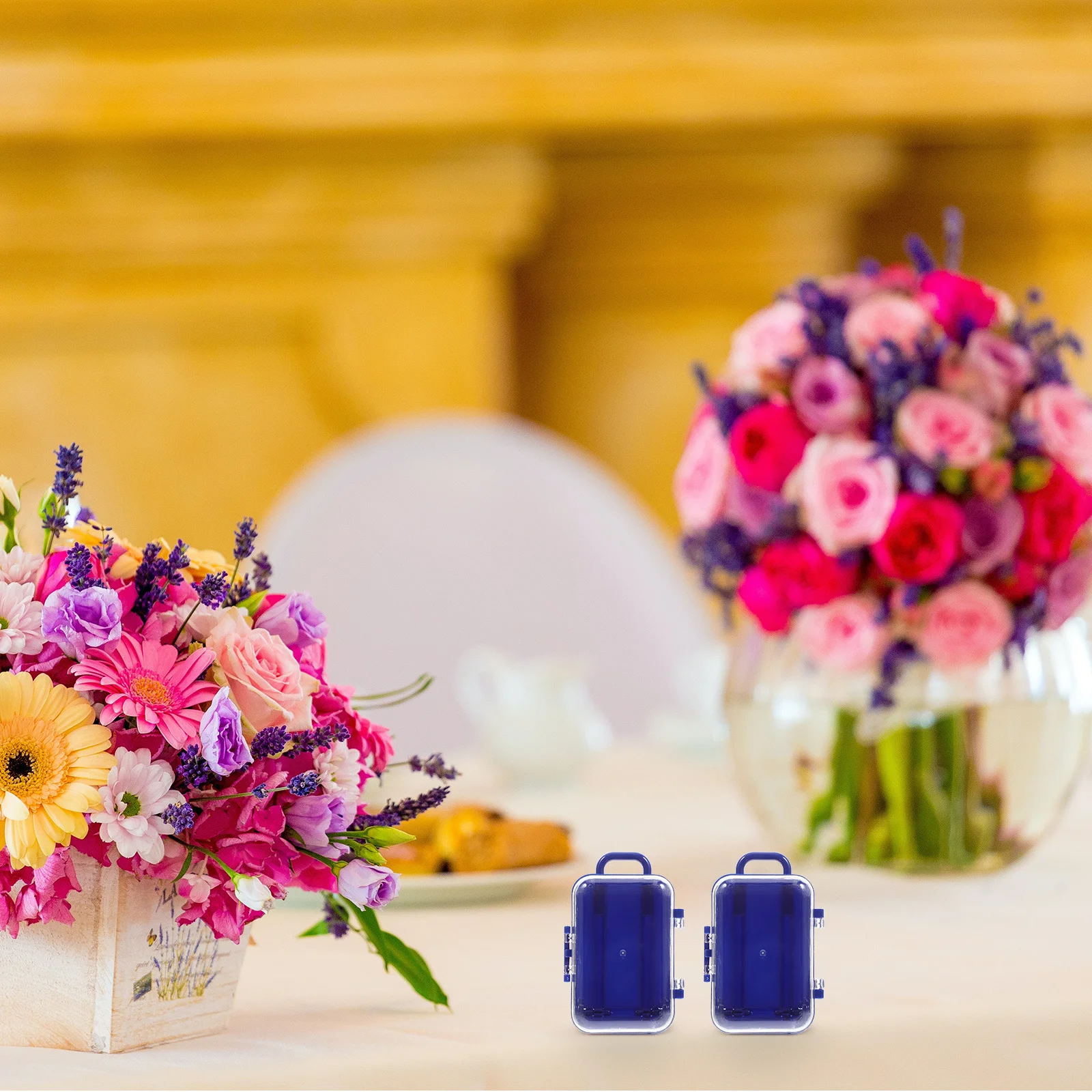 

12Pcs Candy Box Creative Mini Suitcase Favor Box Small Luggage Rolling Trolley for Wedding Birthday Party Favors Dark Blue