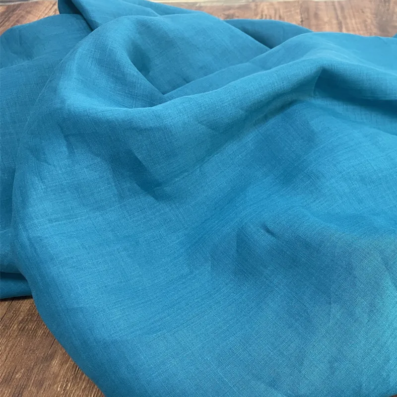 

Natural ramie fabric Pure blue tissu High end Gown Dress tissus