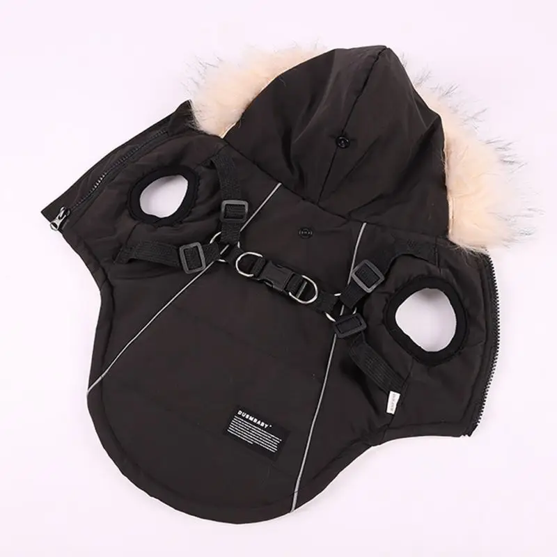 UBBT Winter Pet Dog Harness Jacket Doggie Fleece Coat Warm Dog Clothes Hoodie Hooded Coat Pet Warm Clothing For Small Large Dogs