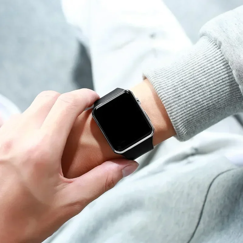 Relojes digitales Para Hombre y Mujer, Reloj de pulsera deportivo LED cuadrado electrónico, Reloj informal de silicona Simple Para Mujer