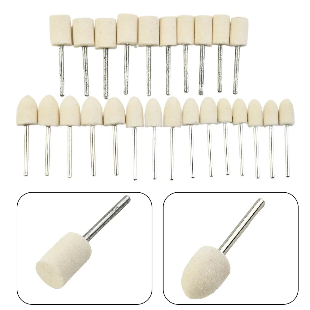 25Pcs Felt Polishing Buffing Pads Wheel Felt Wool Polishing Waxing Tools For Rotary Tools Kit Set For Wood Nuclear Carving Jade