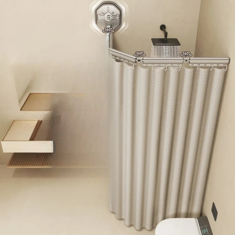 

‌ Складная водонепроницаемая занавеска для душа - невидимые присоски для разделения влажной и сухой уборки, анти-форматная ткань для экрана в ванной комнате