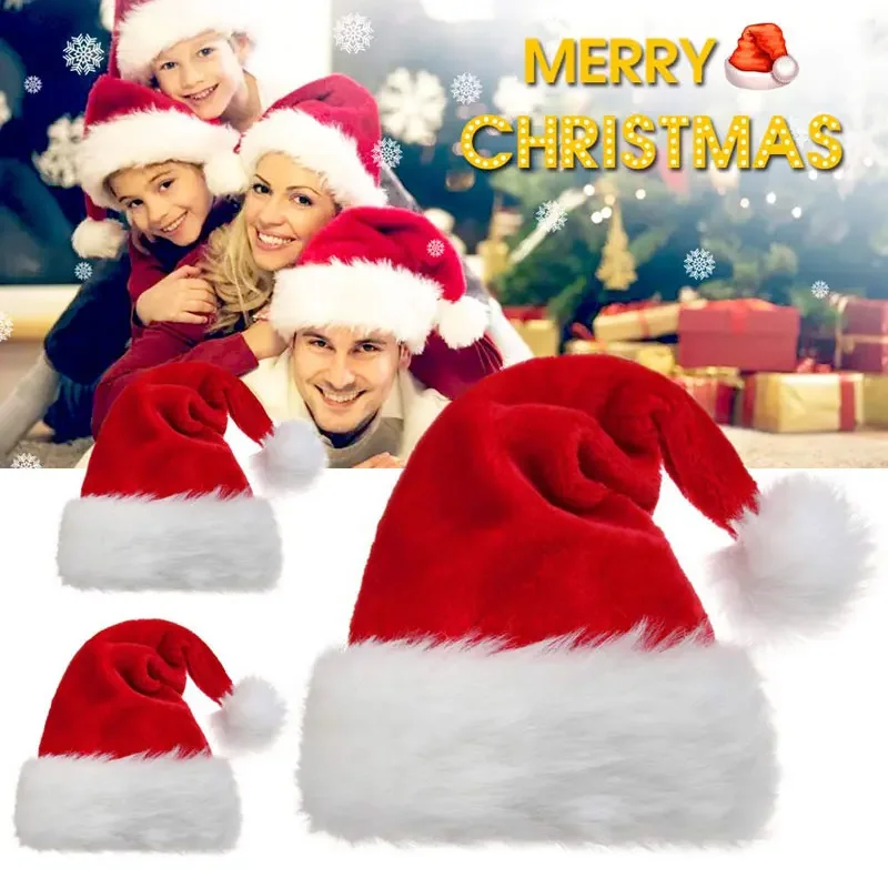 Unisex-Plüsch-Weihnachtsmütze, extra lang, rot, Weihnachtsmütze – Weihnachten, Neujahr, Party, Kostümzubehör für Erwachsene, festliches Weihnachtsgeschenk