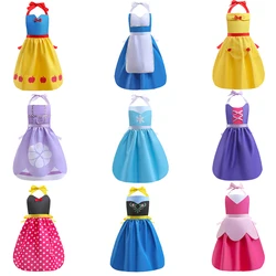 Girls Snow White Sleeveless Princess Apron Kids Elsa Belle Baby Toddler Hanging Neck Parent-Child Dress Workwear Cleaning Tool