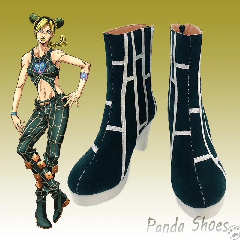 JoJo'sBizarreAdventure Kujo Jorin Cosplay Shoes Anime Black Boots Cujoh Jolyne Cosplay Costume Prop Shoes for Halloween Party