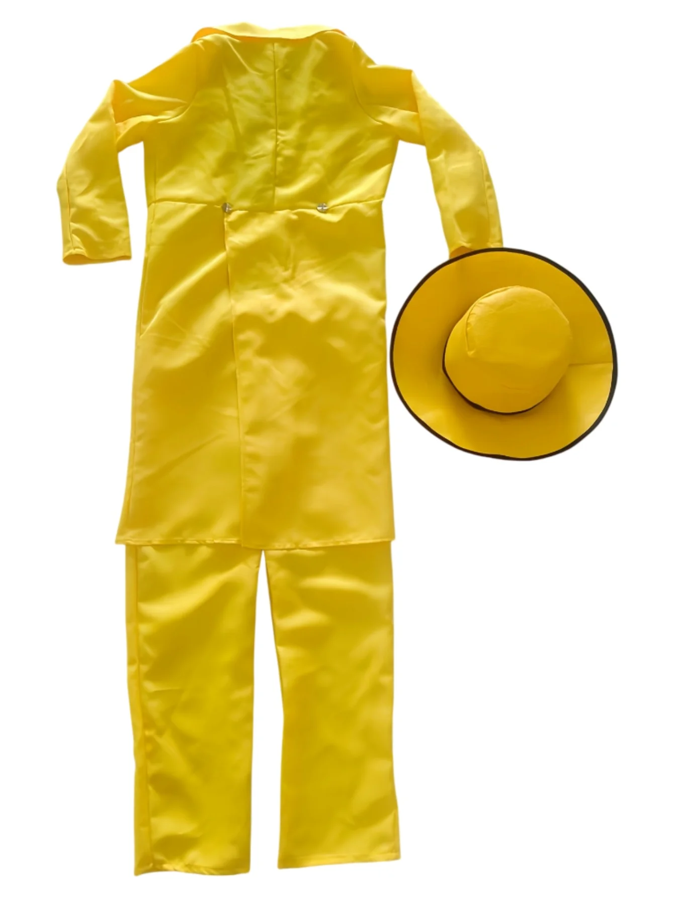 Boys yellow tailcoat costume set with long coat, vest, trousers and hat for Halloween role‑play. view 3