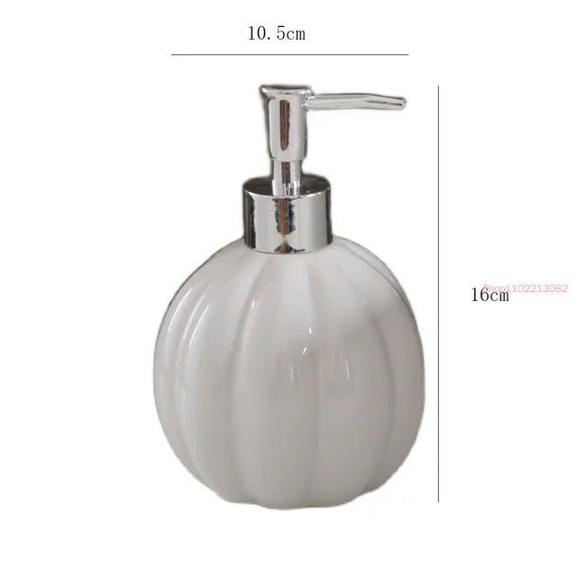 White Pumpkin Shape Ceramic Liquid Soap Dispenser Travel Multifunction Bathroom Accessories Bath Shampoo Lotion Bottle 400ml