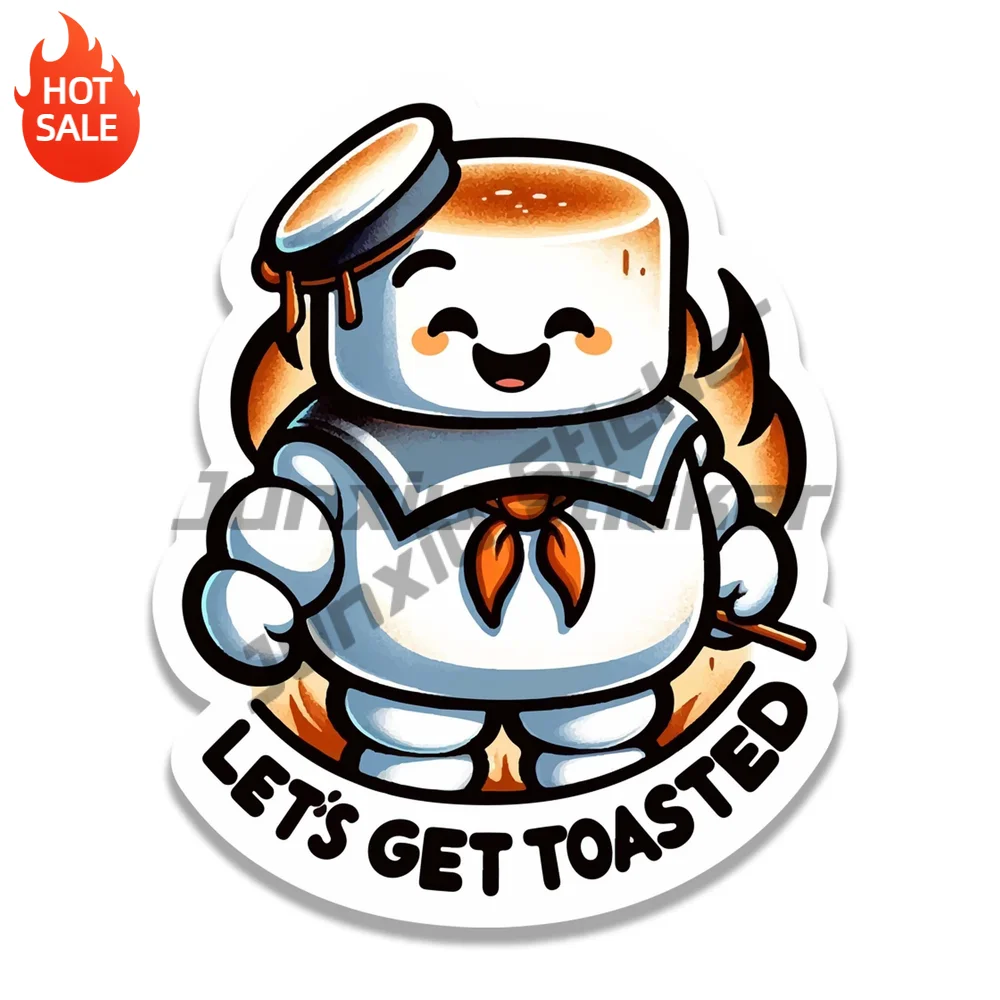 Let's Get Toasted Camping Marshmallow Vinyl Car Sticker Decal for Car Window and Laptop Outdoor Adventure Decor