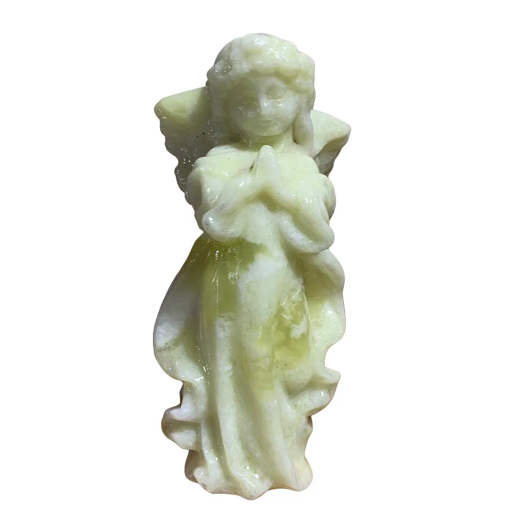 Custom 10cm Afghan Jade Angel Figurine - Hand-Carved Crystal Statue for Home Decor, Reiki Healing Stone & Unique Gift