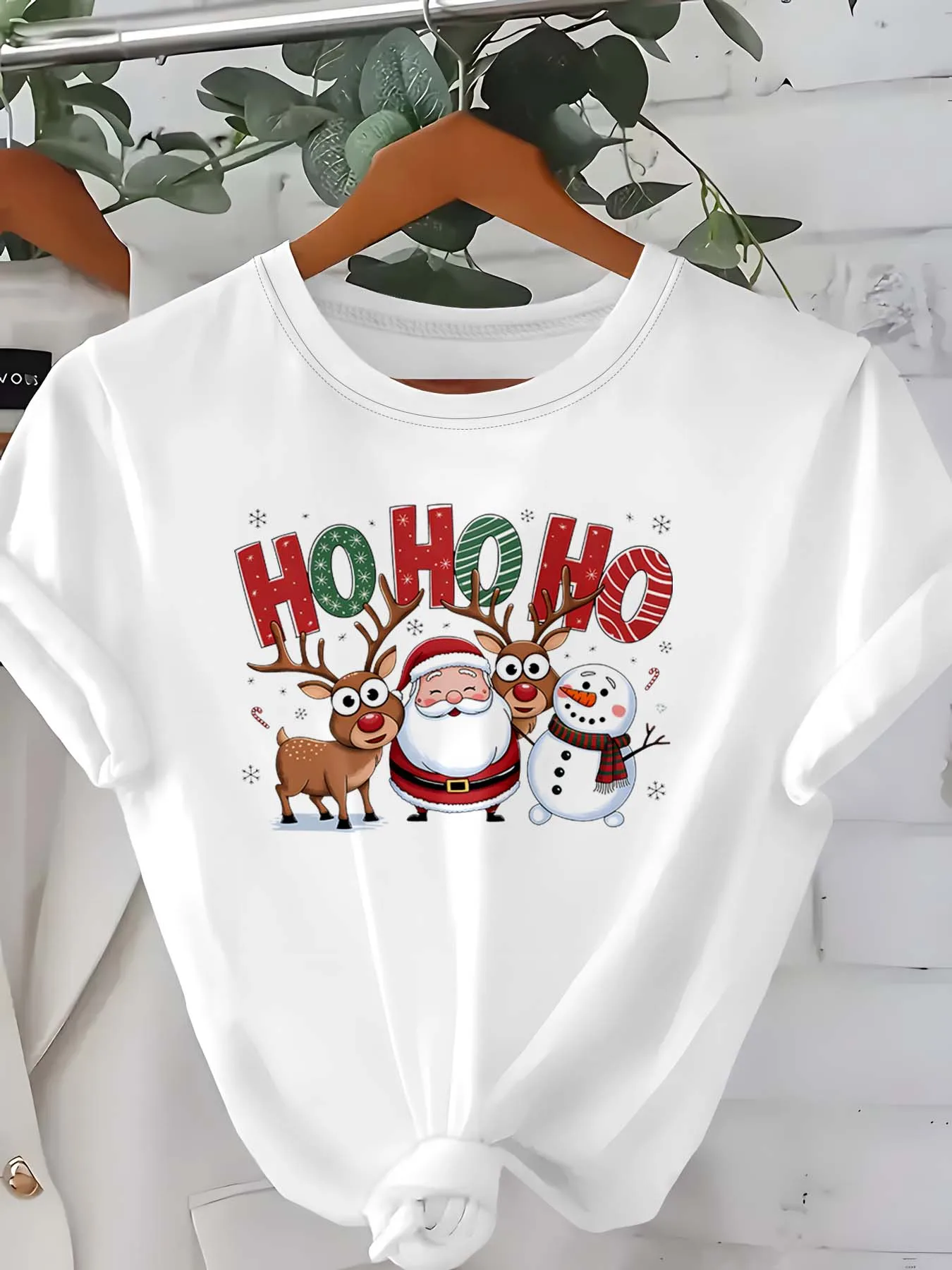Indumento elegante di design natalizio con pupazzo di neve di renna di Babbo Natale allegro taglie forti