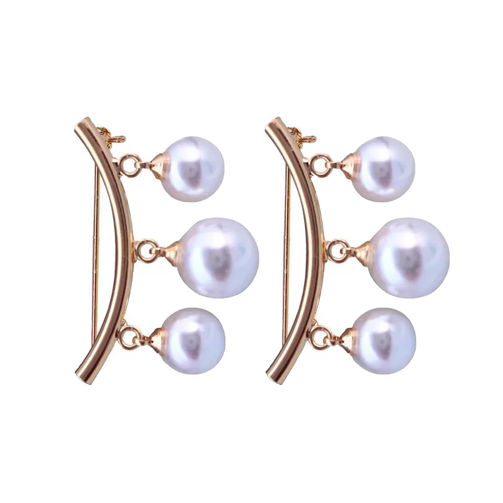 

2Pcs Brooch Alloy Arc Elegant Pearl Badge Creative Pin Clothes Accessory for Party Banquet Pearl Brooch Exquisite Badge